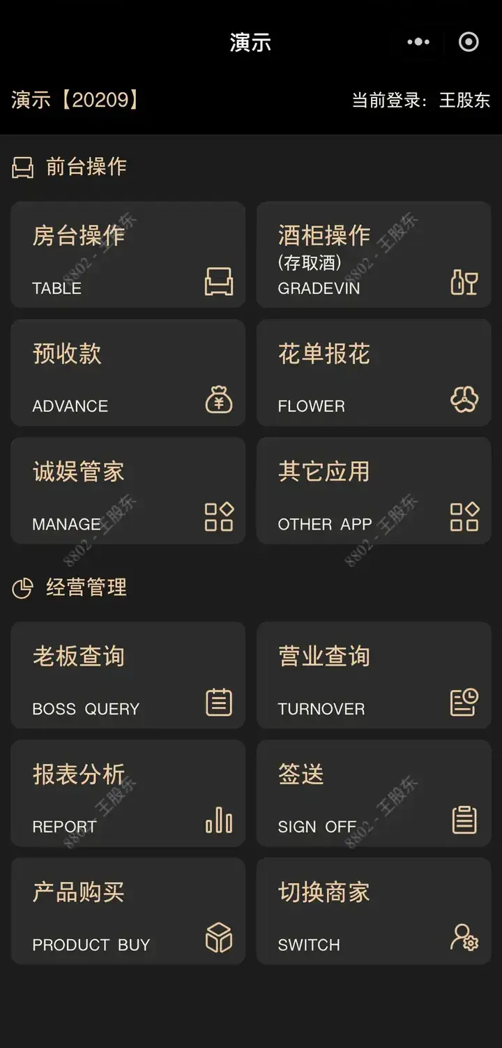 诚娱ERP · 管理端功能入口界面 · 全业态适用